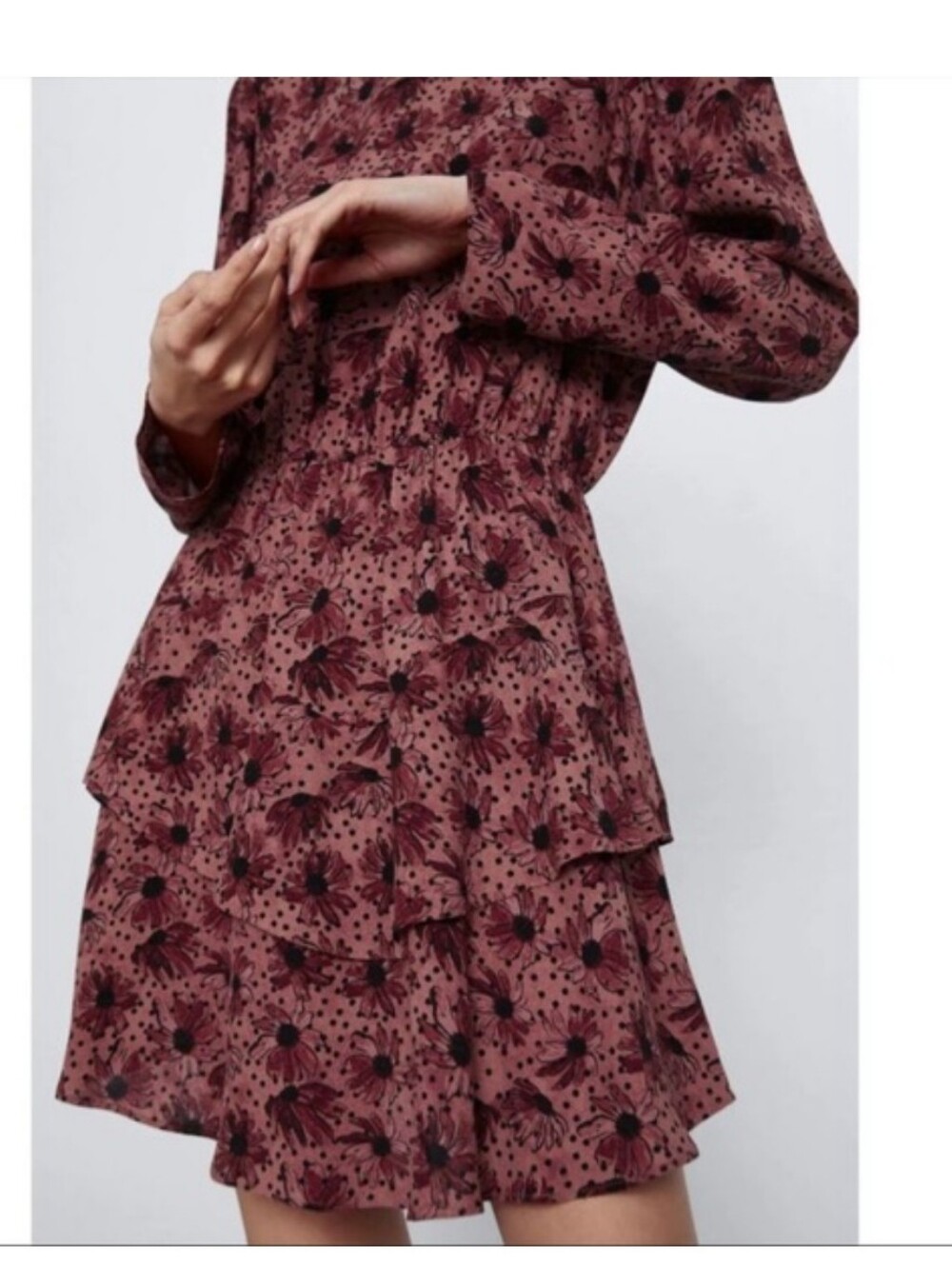 Zara Ruffled Pink Print Mini Dress
